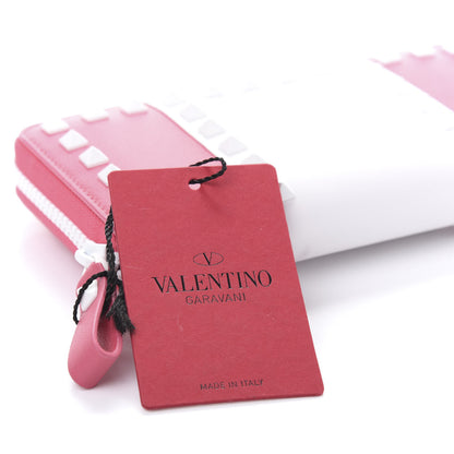 Valentino Garavani Vitello Colorblock Free Rockstud Zip Around Wallet Shadow Pink White 10 of 13
