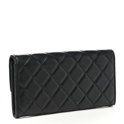 Chanel Lambskin Quilted Long Flap Wallet Black 3 of 8