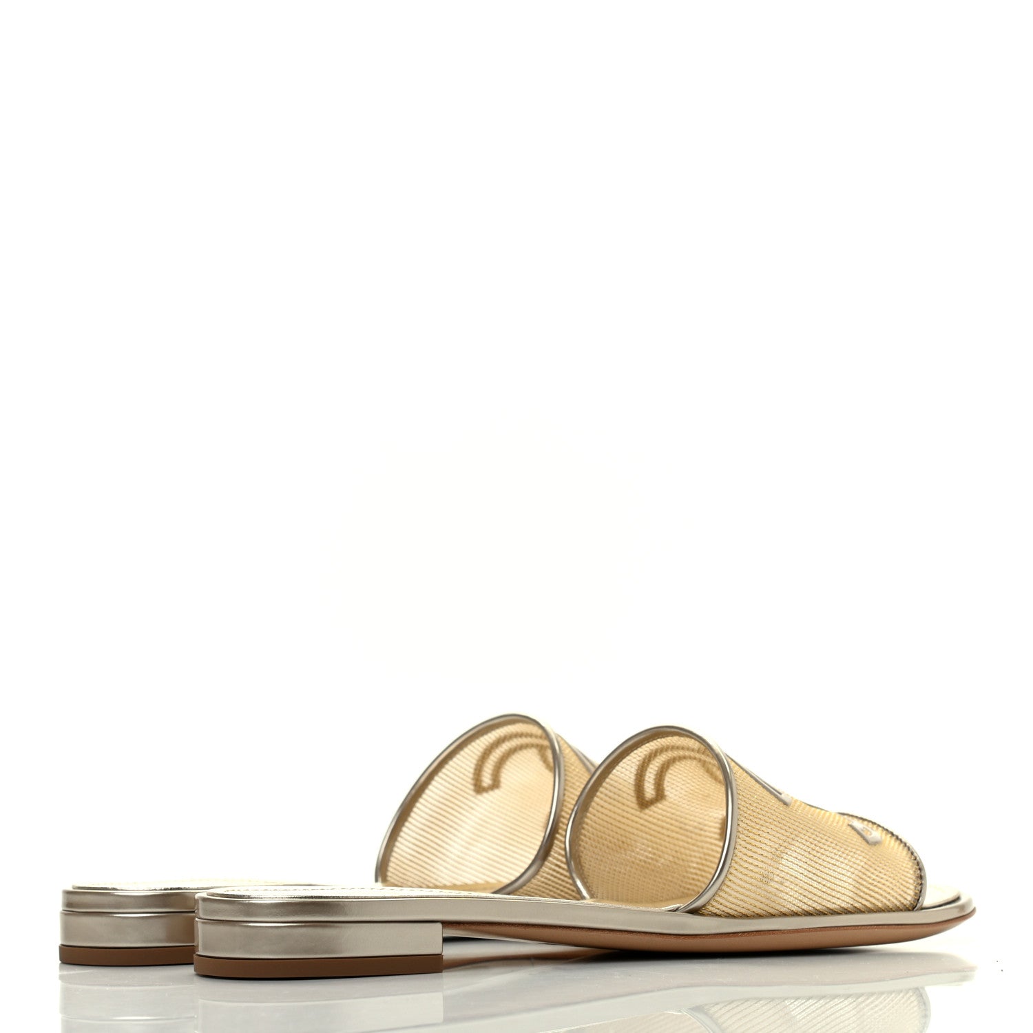 Chanel Glitter Mesh Patent Calfskin CC Sandal Mule 38.5 Gold 4 of 7
