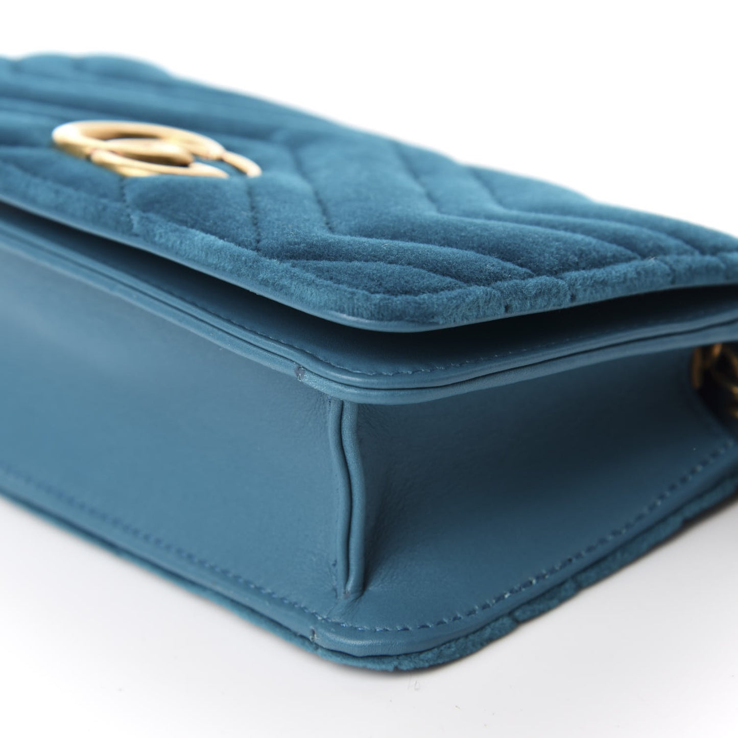 Velvet Matelasse GG Marmont Mini Bag Pavone Cyan