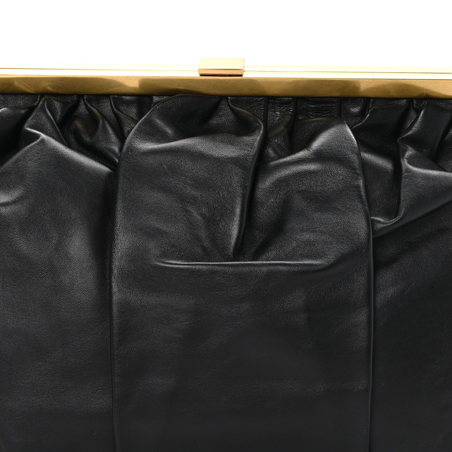 Lambskin Wave Frame Clutch Black