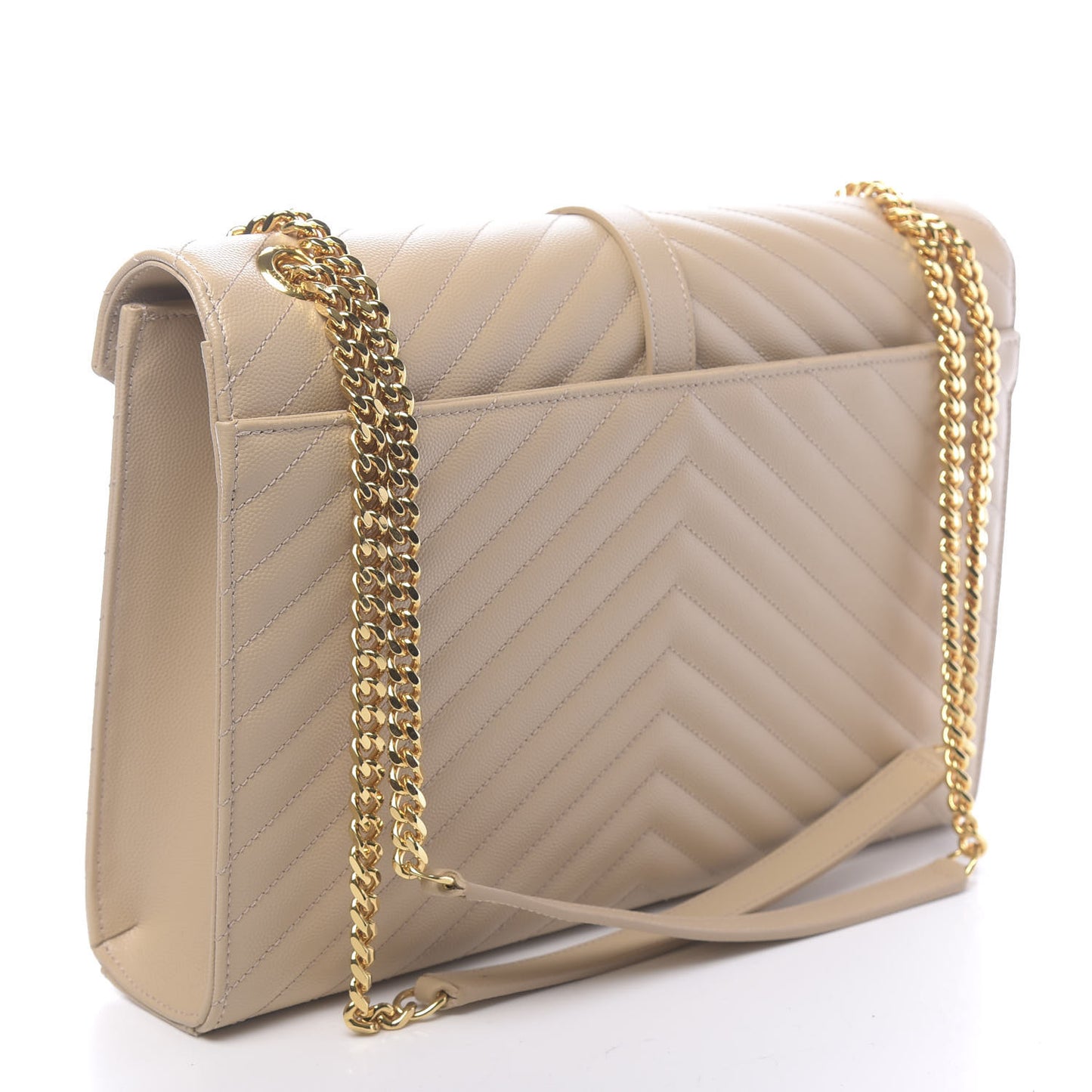 Grain De Poudre Matelasse Chevron Large Monogram Satchel Nude Powder