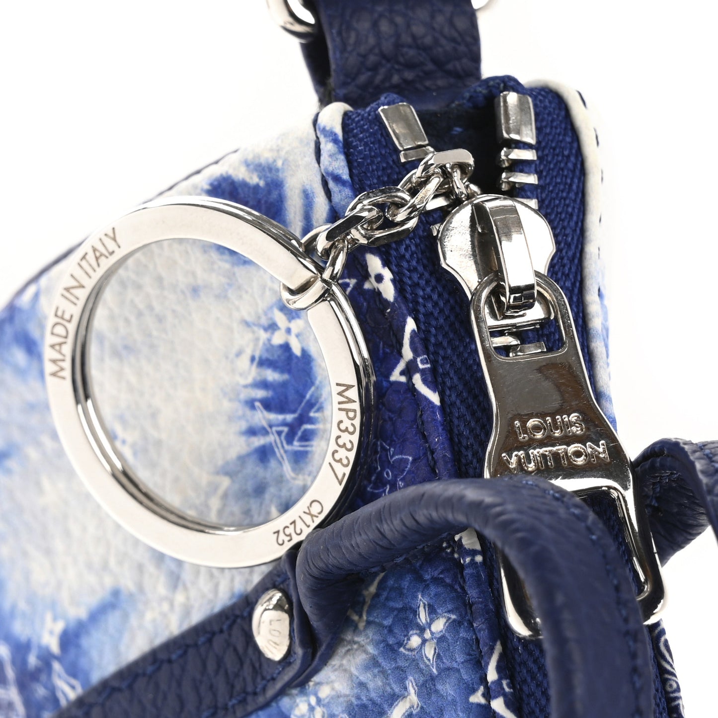 Monogram Bandana Mini Keepall Bag Charm Key Holder Blue