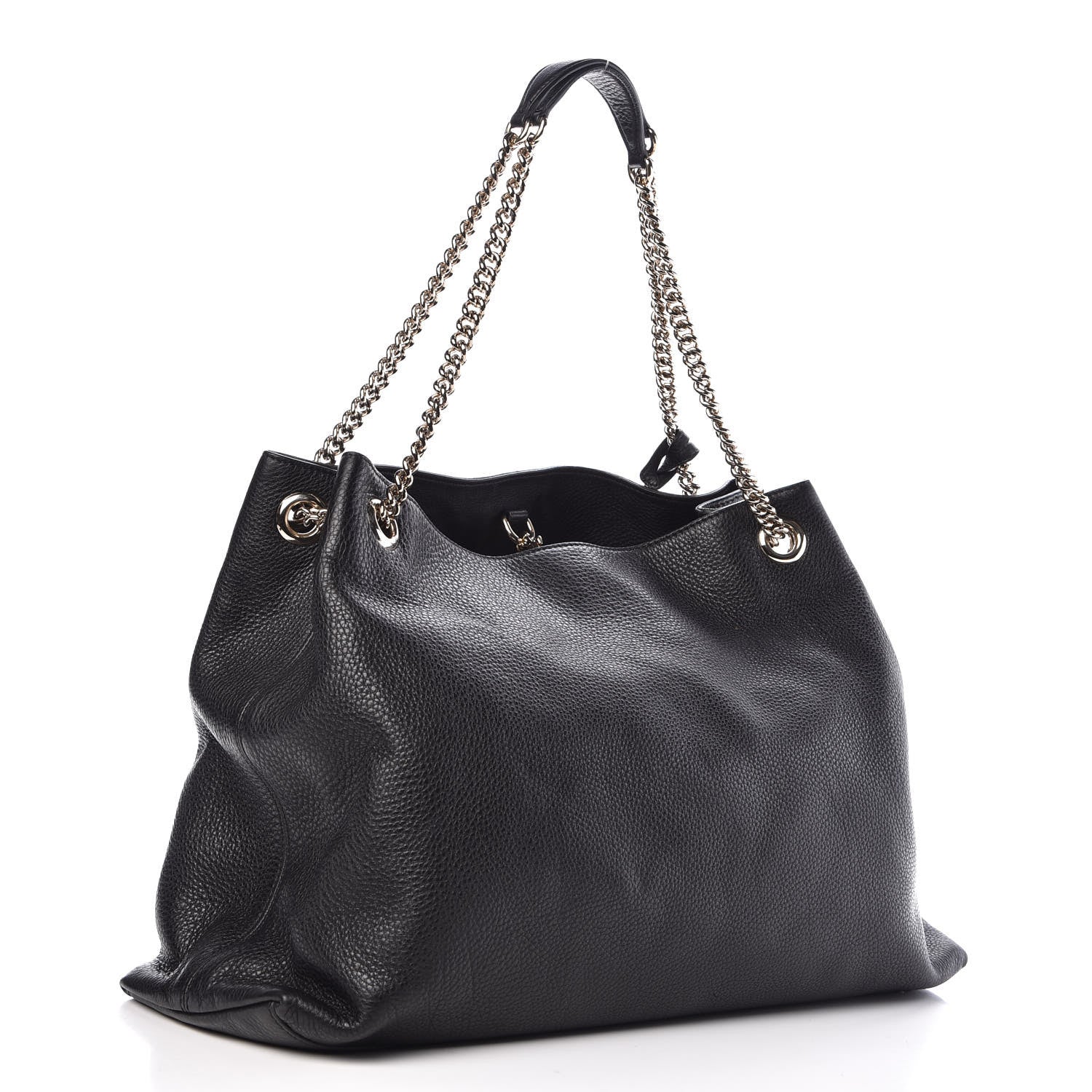Gucci Pebbled Calfskin Large Soho Chain Shoulder Bag Black 3 of 9