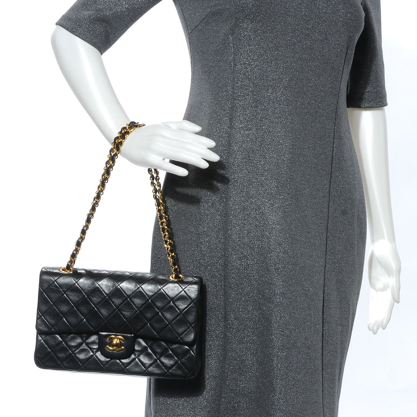 Lambskin Medium Double Flap Black
