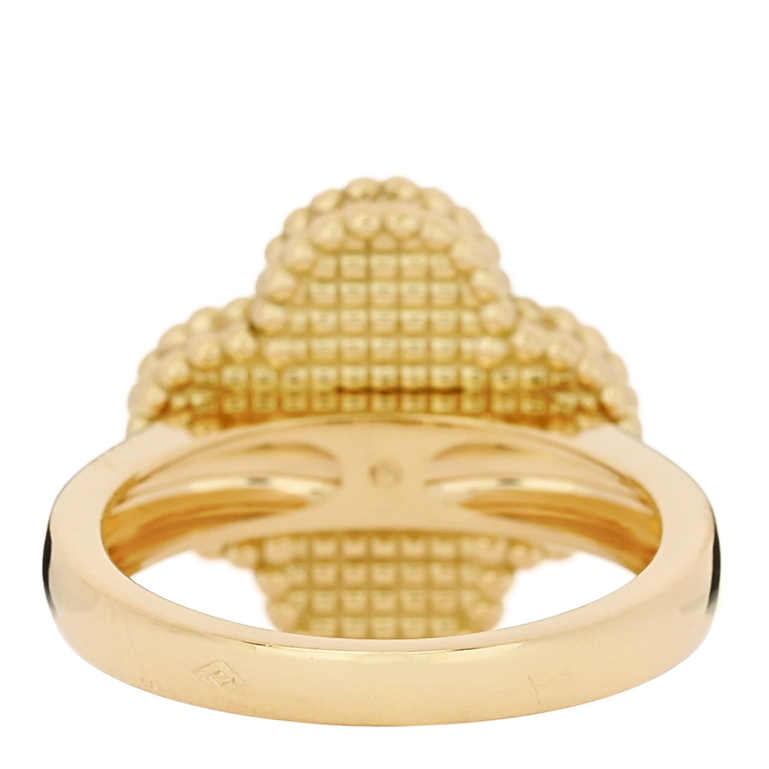 Van Cleef & Arpels 18K Yellow Gold Diamond Malachite Vintage Alhambra Ring 48 4.5 4 of 6
