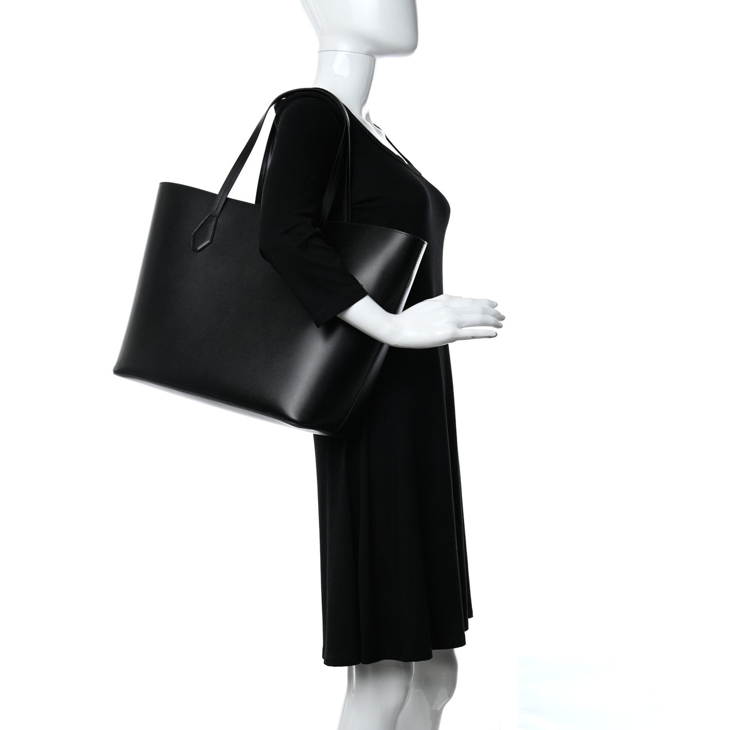 Smooth Calfskin Wing Shopping Bag Black