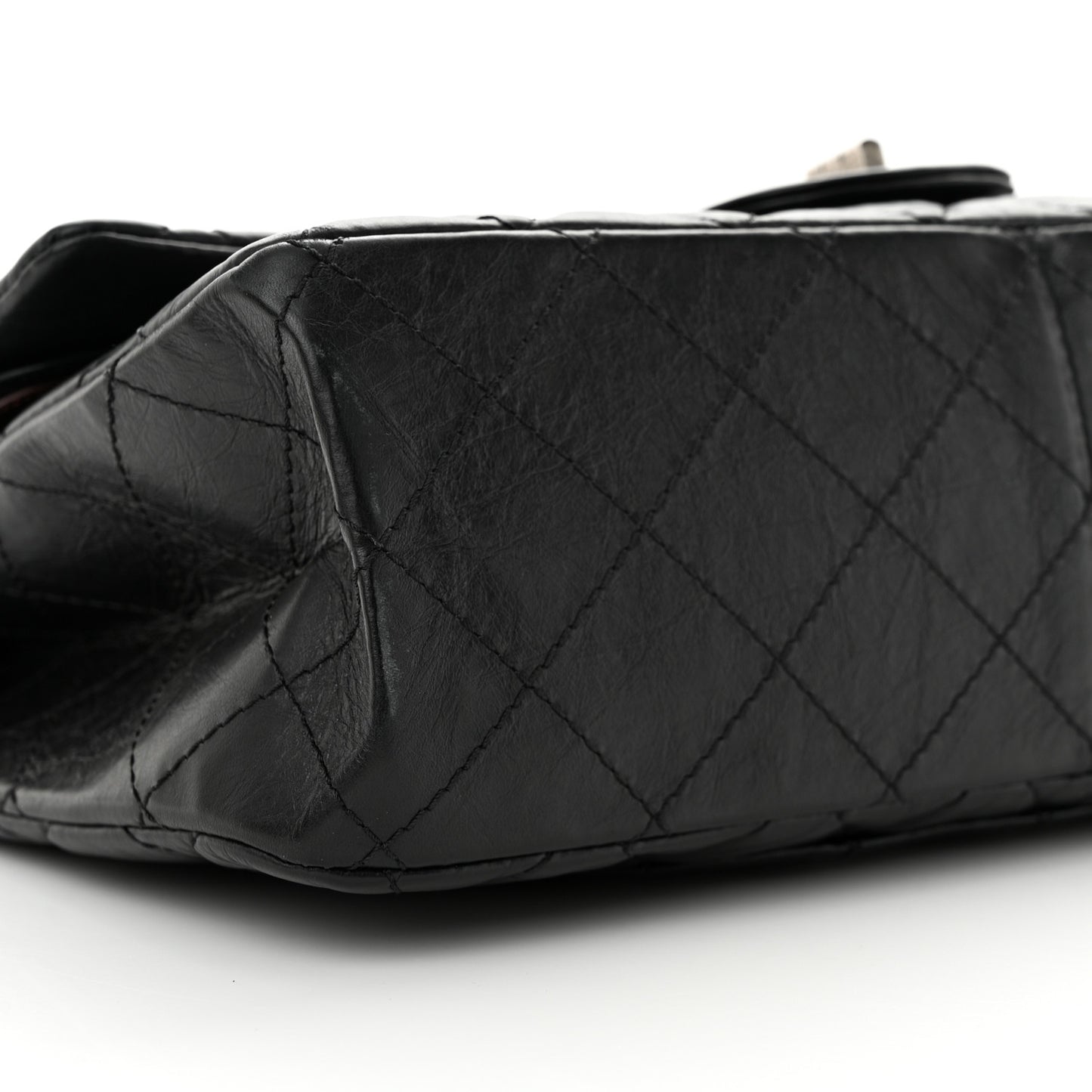 Aged Calfskin Quilted 2.55 Reissue 227 Flap Black