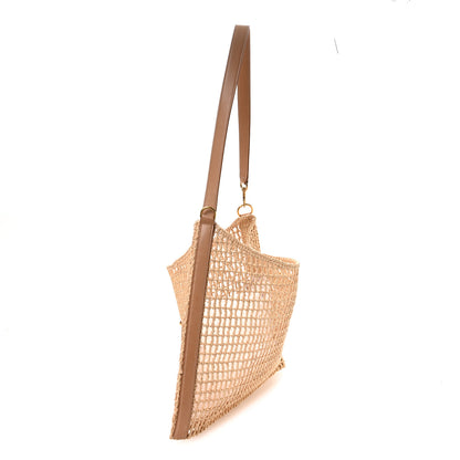 Saint Laurent Raffia Calfskin Oxalis Shoulder Bag Naturale Vintage Brown 3 of 10