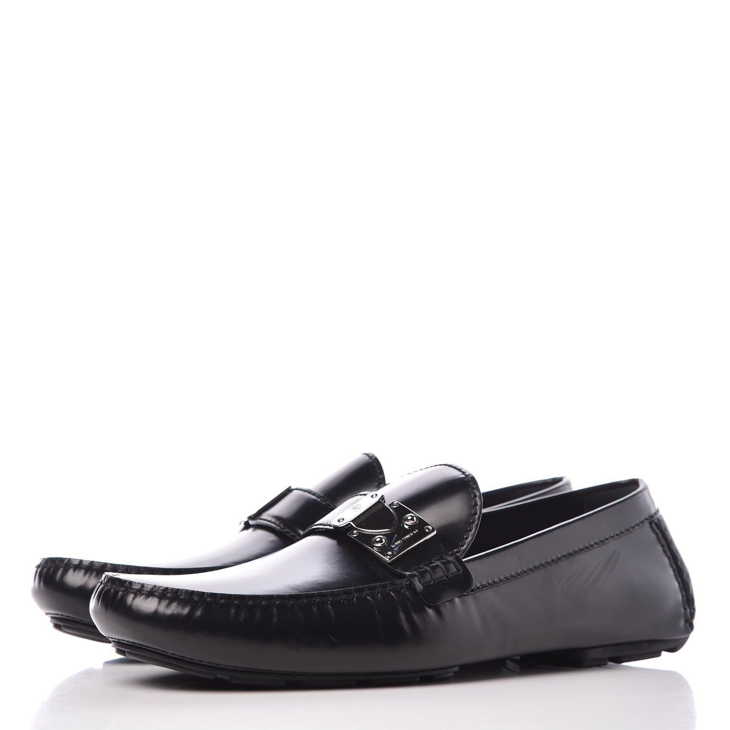 Louis Vuitton Calfskin Racetrack Moccasin Loafers 10.5 Black 3 of 8