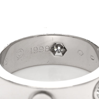 Cartier 18K White Gold 3 Diamond 5.5mm LOVE Ring 48 4.5 5 of 5