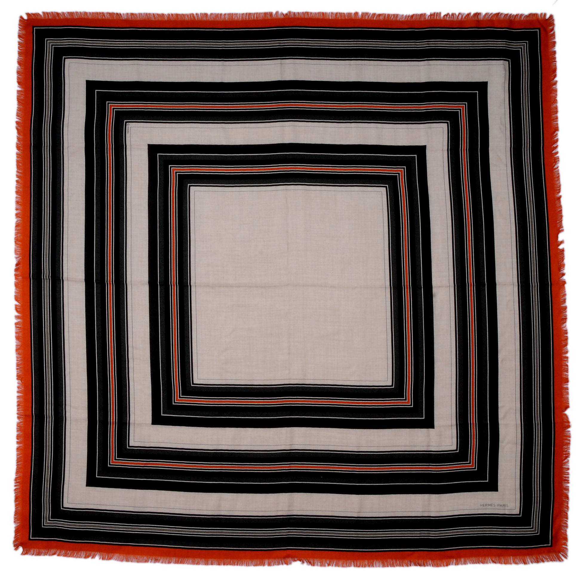 Hermes Cashmere Silk Missing Horse Fringed Scarf 100 2 of 5