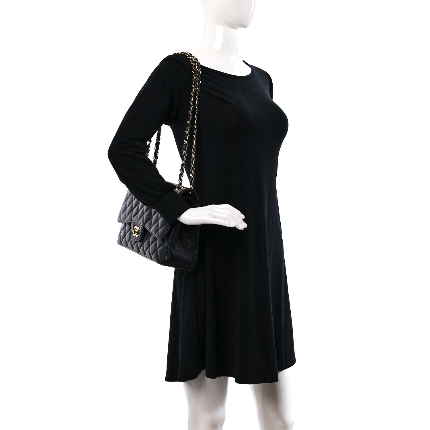 Chanel Caviar Quilted Jumbo Double Flap Black 2 of 12