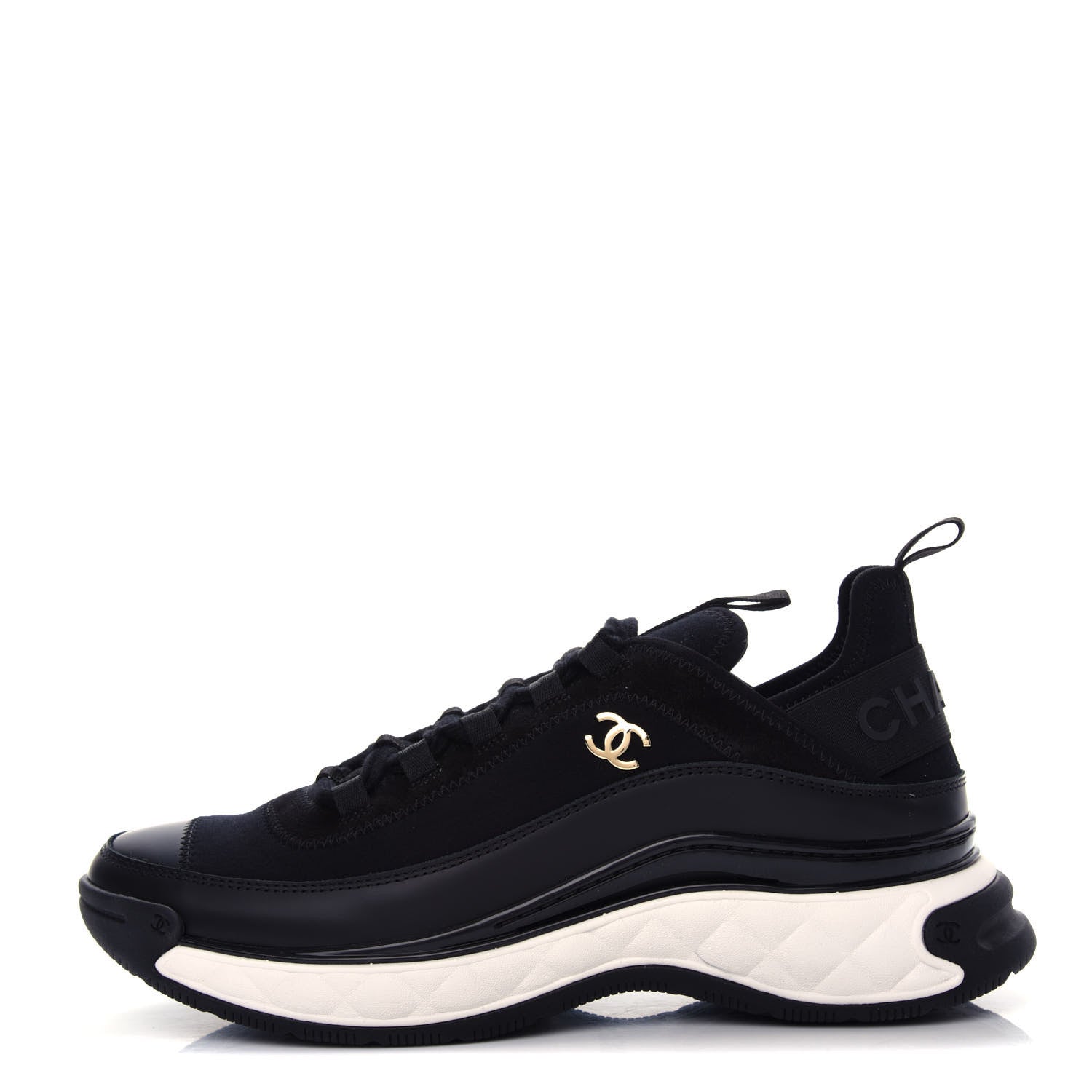 Chanel Velvet Calfskin Mixed Fibers CC Sneakers 39 Black 1 of 11