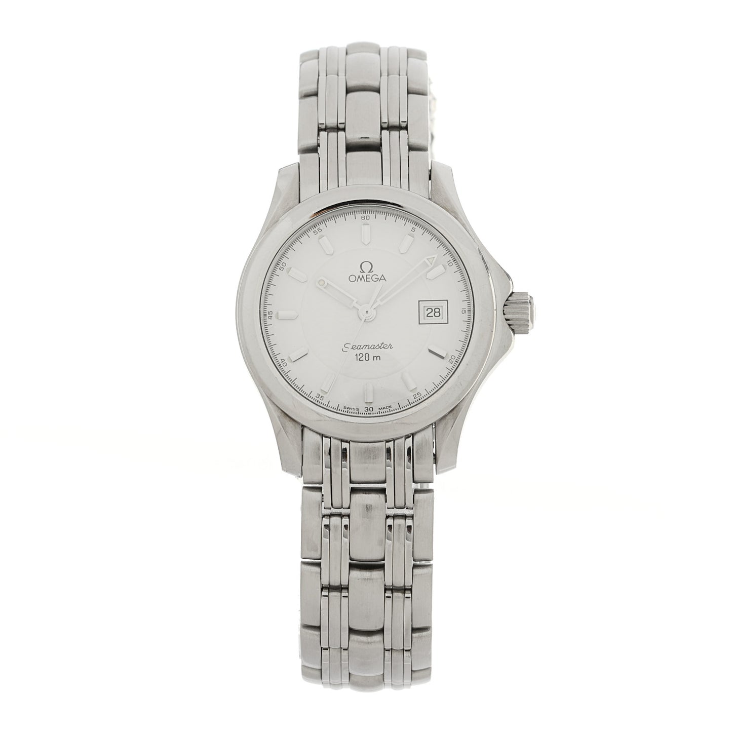 Stainless Steel 28mm Seamaster 120M Quartz Watch White 2571.21.00