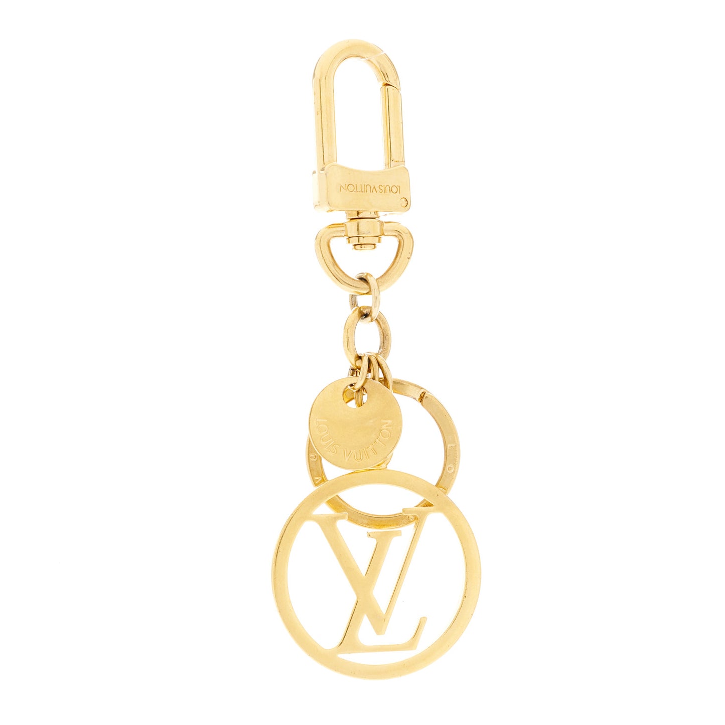 Metal LV Circle Bag Charm Key Holder Gold