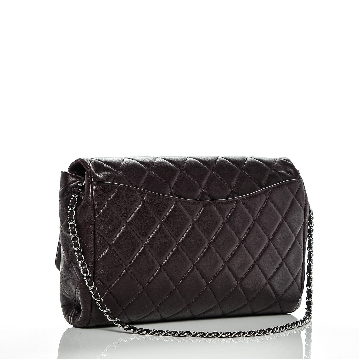 Chanel Lambskin Quilted Clutch With Chain Flap Purple 3 of 8