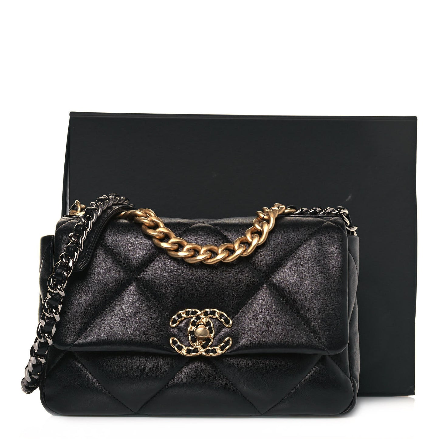 Lambskin Quilted Medium Chanel 19 Flap Black