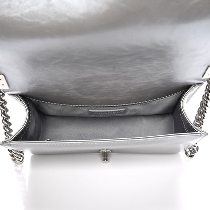 Chanel Metallic Calfskin Chevron Quilted Medium Boy Chained Flap Silver 5 of 10