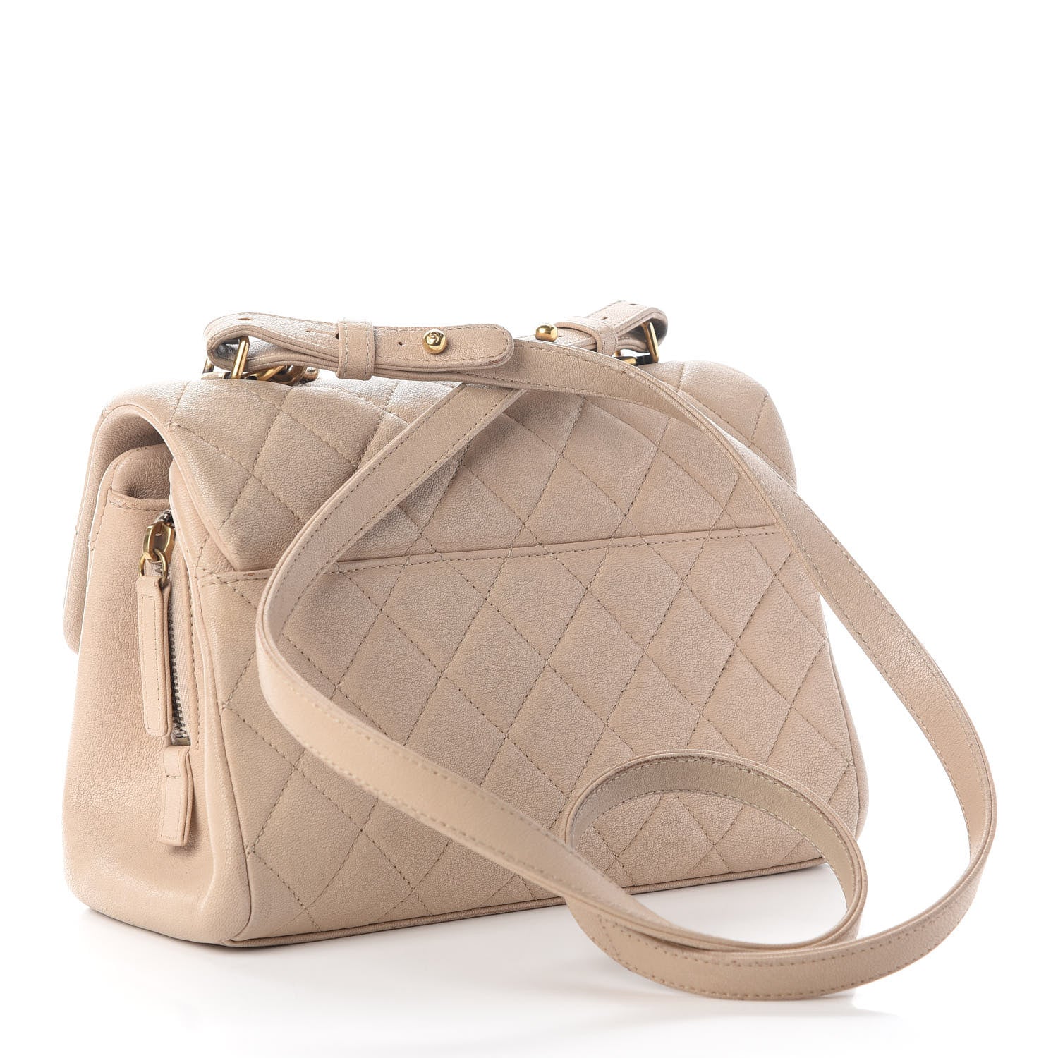 Chanel Shiny Sheepskin Quilted Small Trapezio Flap Beige 2 of 12