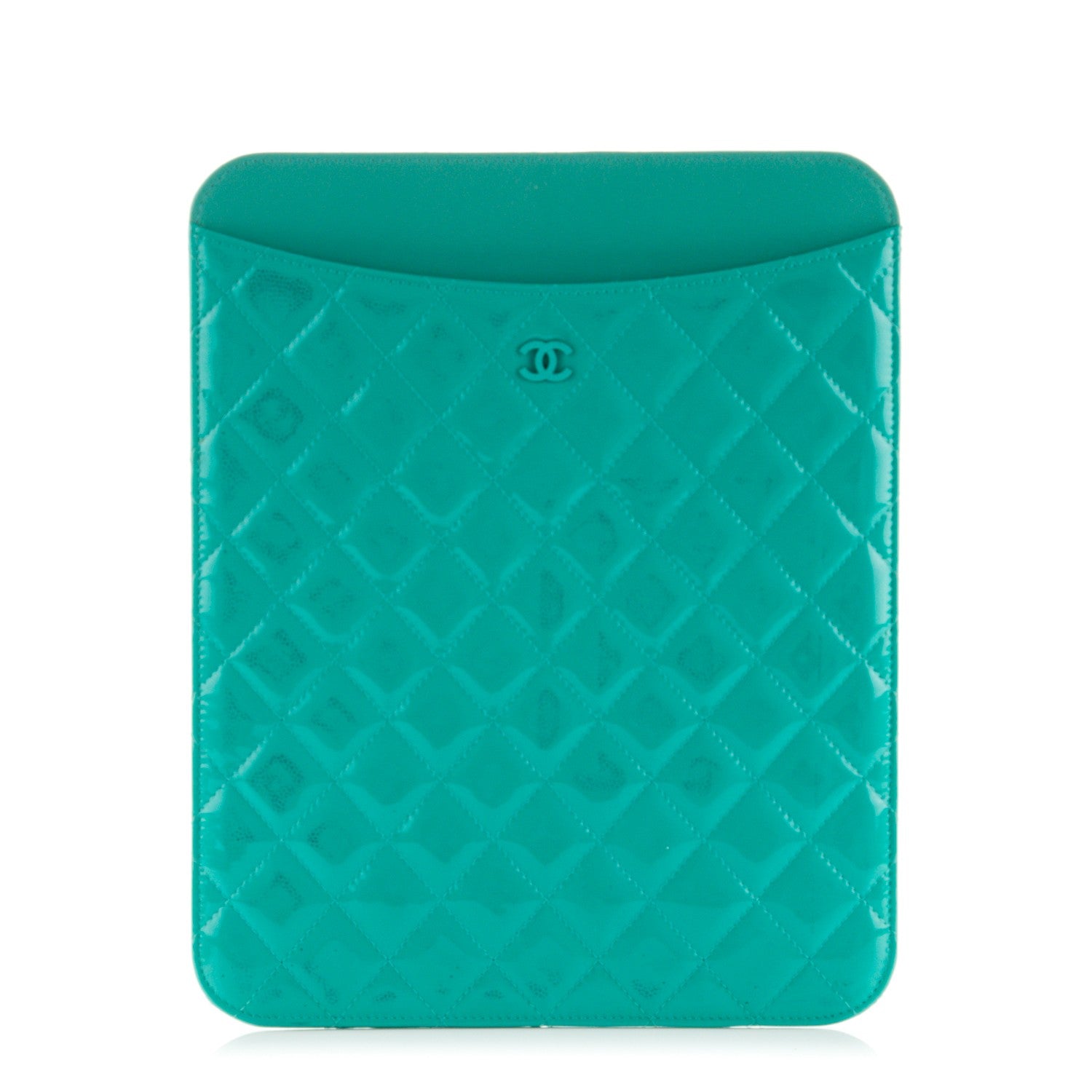 Chanel Patent Quilted iPad Case Green 1 of 11