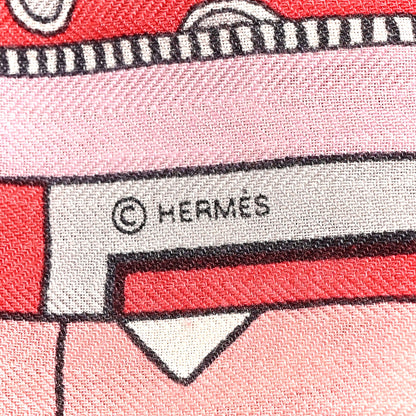 Hermes Cashmere Silk La Danse Des Amazones Shawl 140 Vieux Rose Gris White 4 of 7