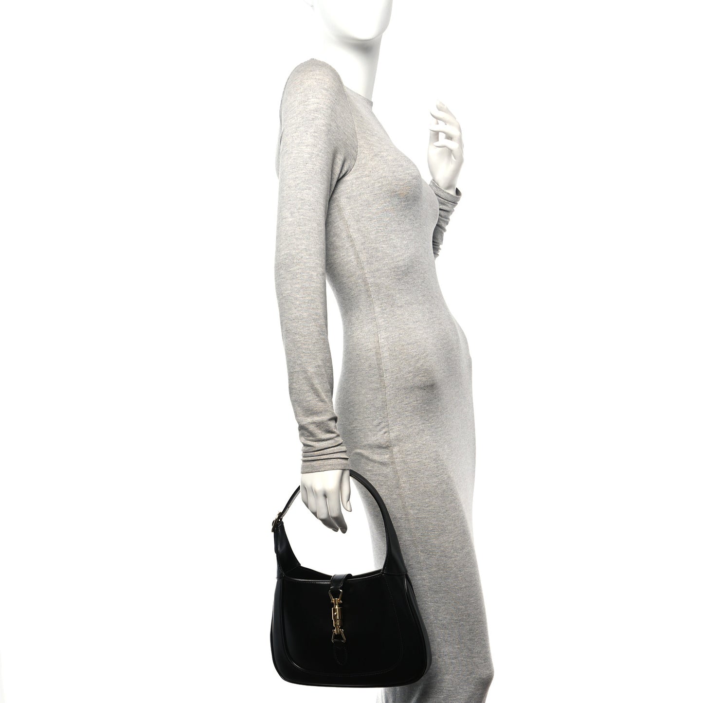 Boarded Dyana Lux Calfskin Small Jackie 1961 Hobo Black