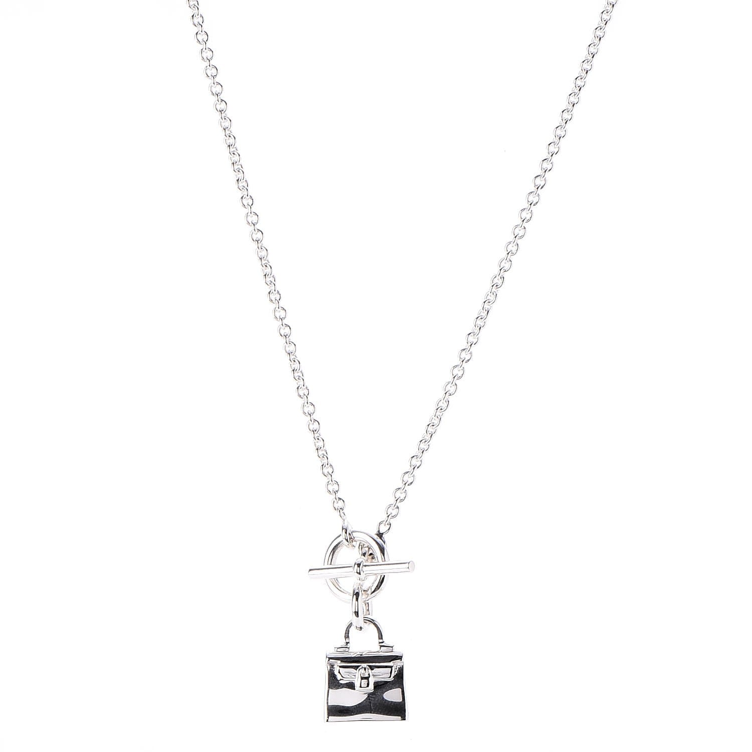 Hermes Sterling Silver Kelly Charm Pendant Necklace 1 of 6