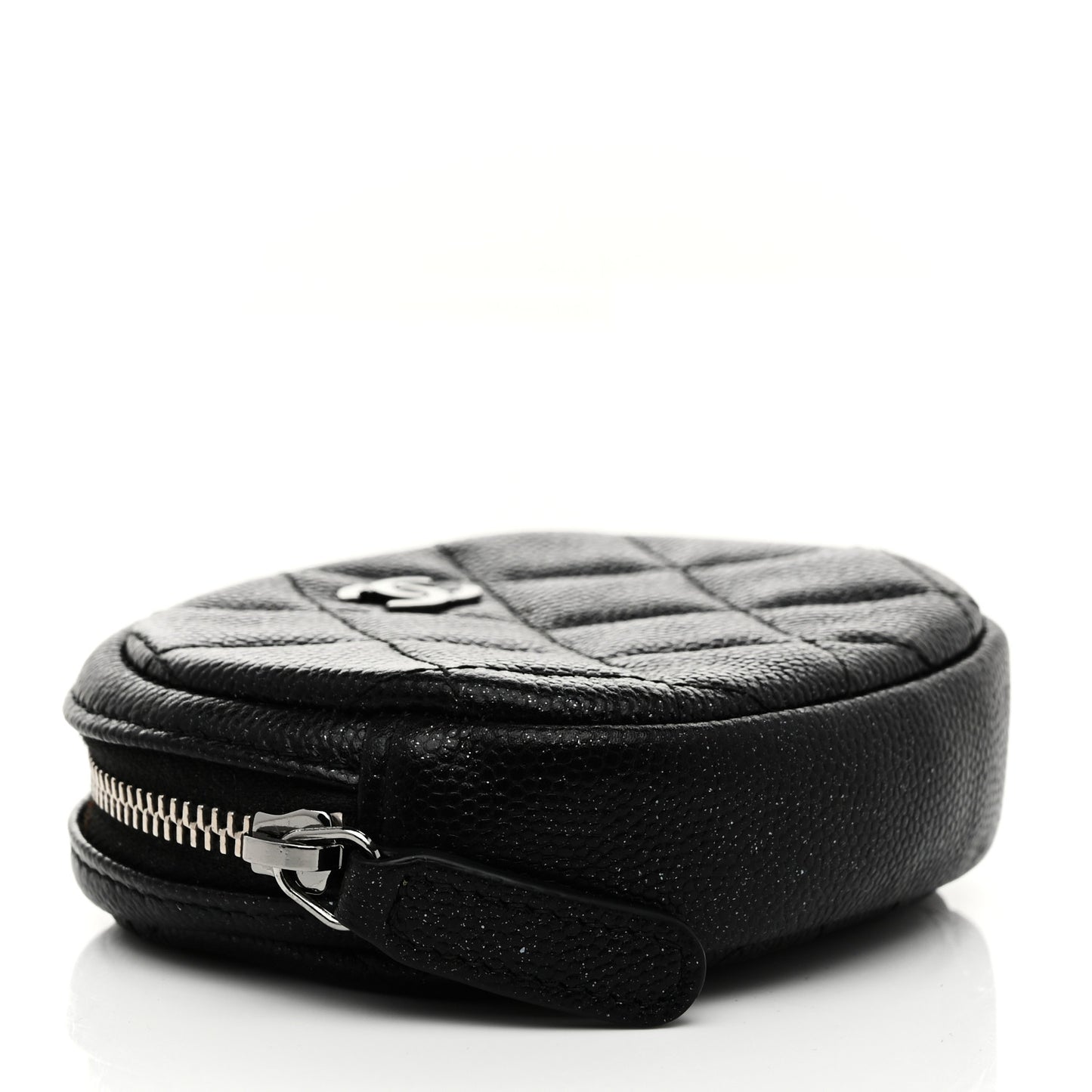 Iridescent Caviar Quilted Zip Around Classic Coin Purse Black
