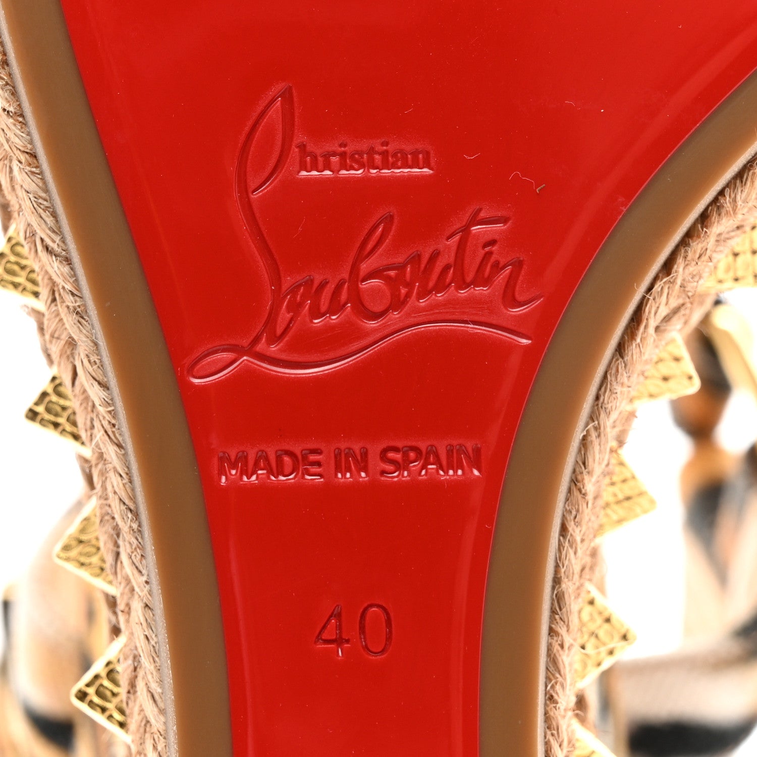 Christian Louboutin Toile Canvas Bengal Pyraclou 110 Wedge Sandals 40 Multicolor 6 of 9
