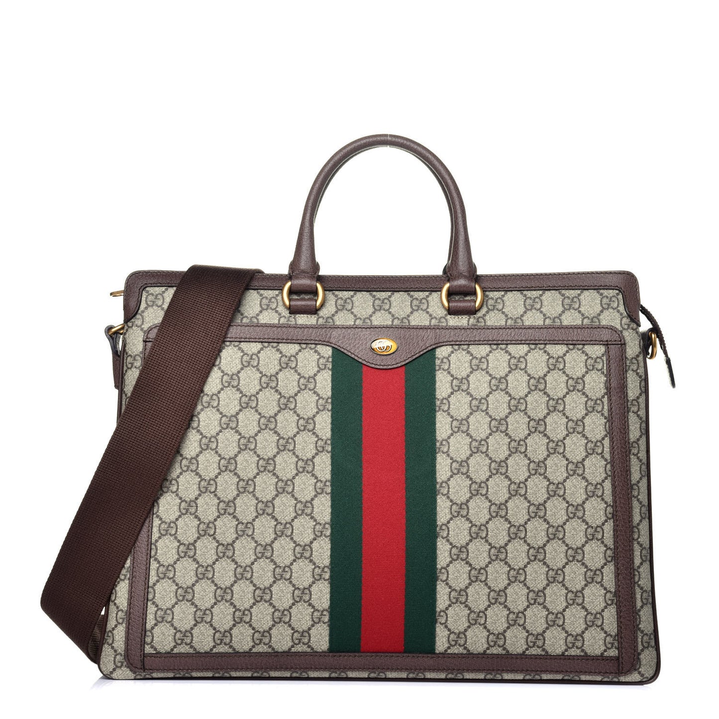 GG Supreme Monogram Web Ophidia Briefcase Beige New Acero