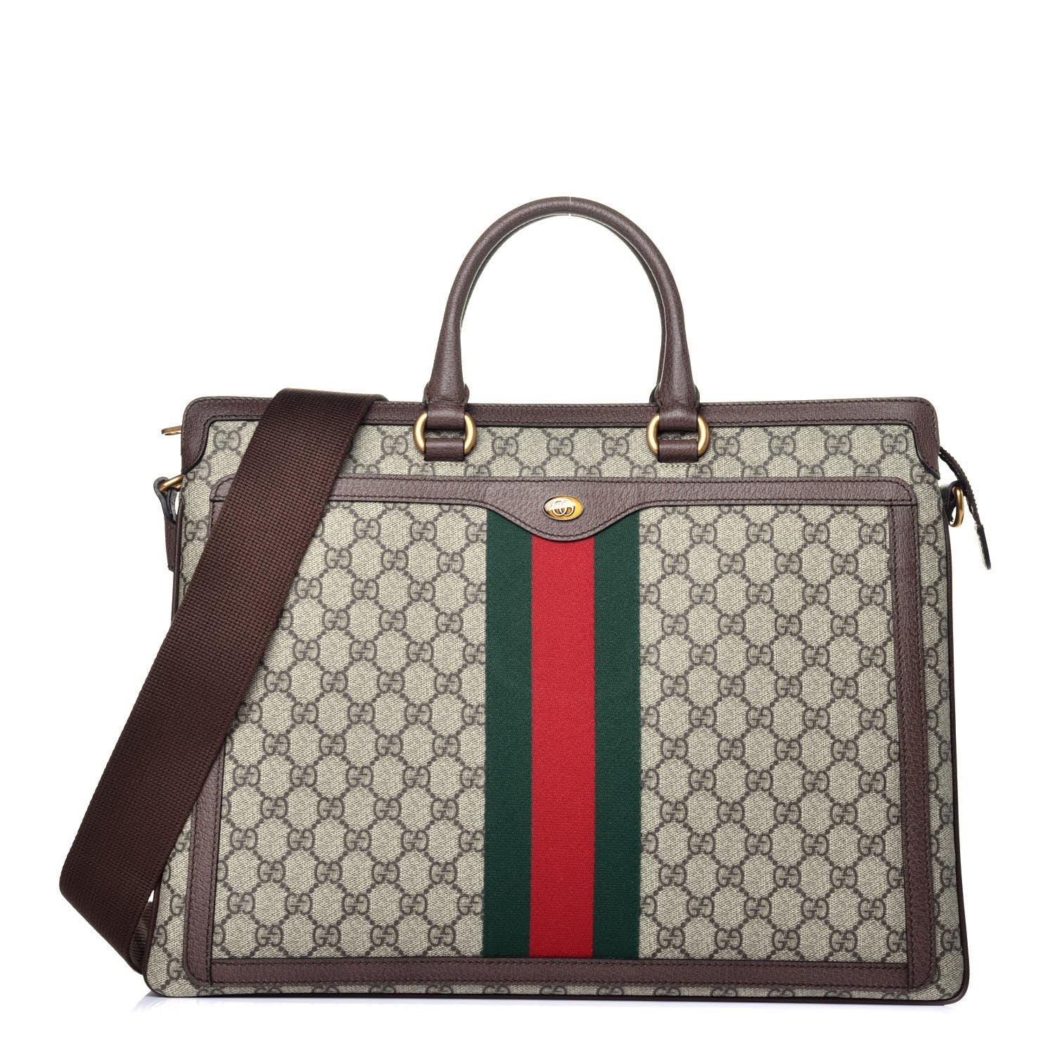 Gucci GG Supreme Monogram Web Ophidia Briefcase Beige New Acero 1 of 10