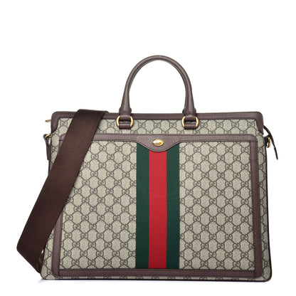 Gucci GG Supreme Monogram Web Ophidia Briefcase Beige New Acero 1 of 10