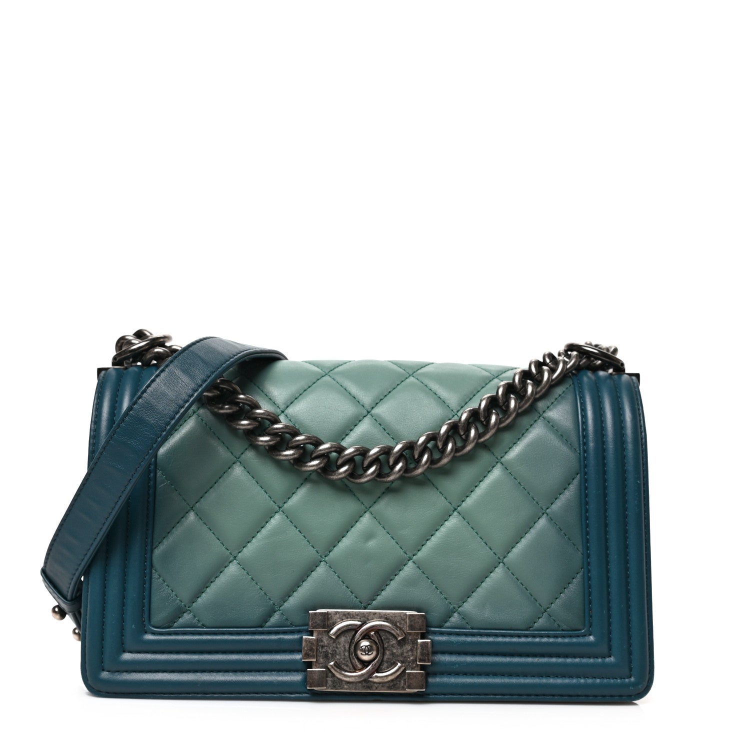 Chanel Calfskin Ombre Faded Quilted Medium Boy Flap Green 1 of 9