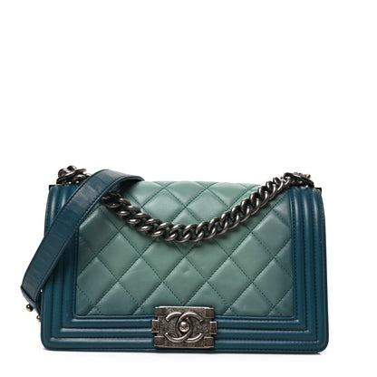 Chanel Calfskin Ombre Faded Quilted Medium Boy Flap Green 1 of 9