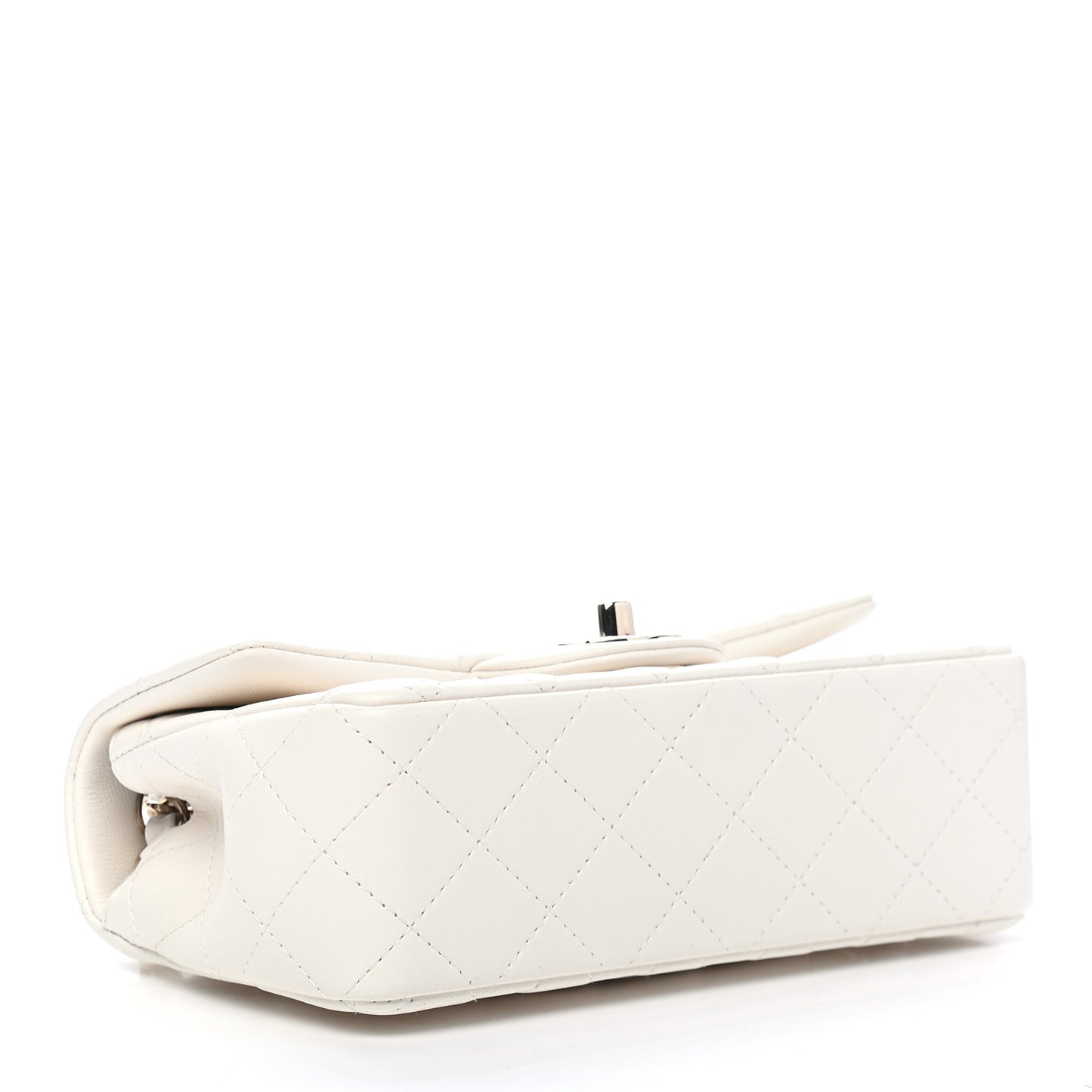 Lambskin Quilted Mini Rectangular Flap White