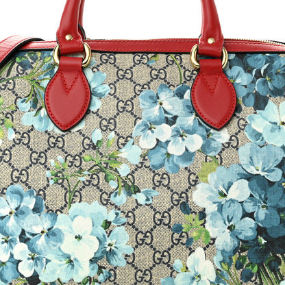 Gucci GG Supreme Monogram Blooms Medium Boston Beige Blue Navy Hibiscus Red 7 of 9