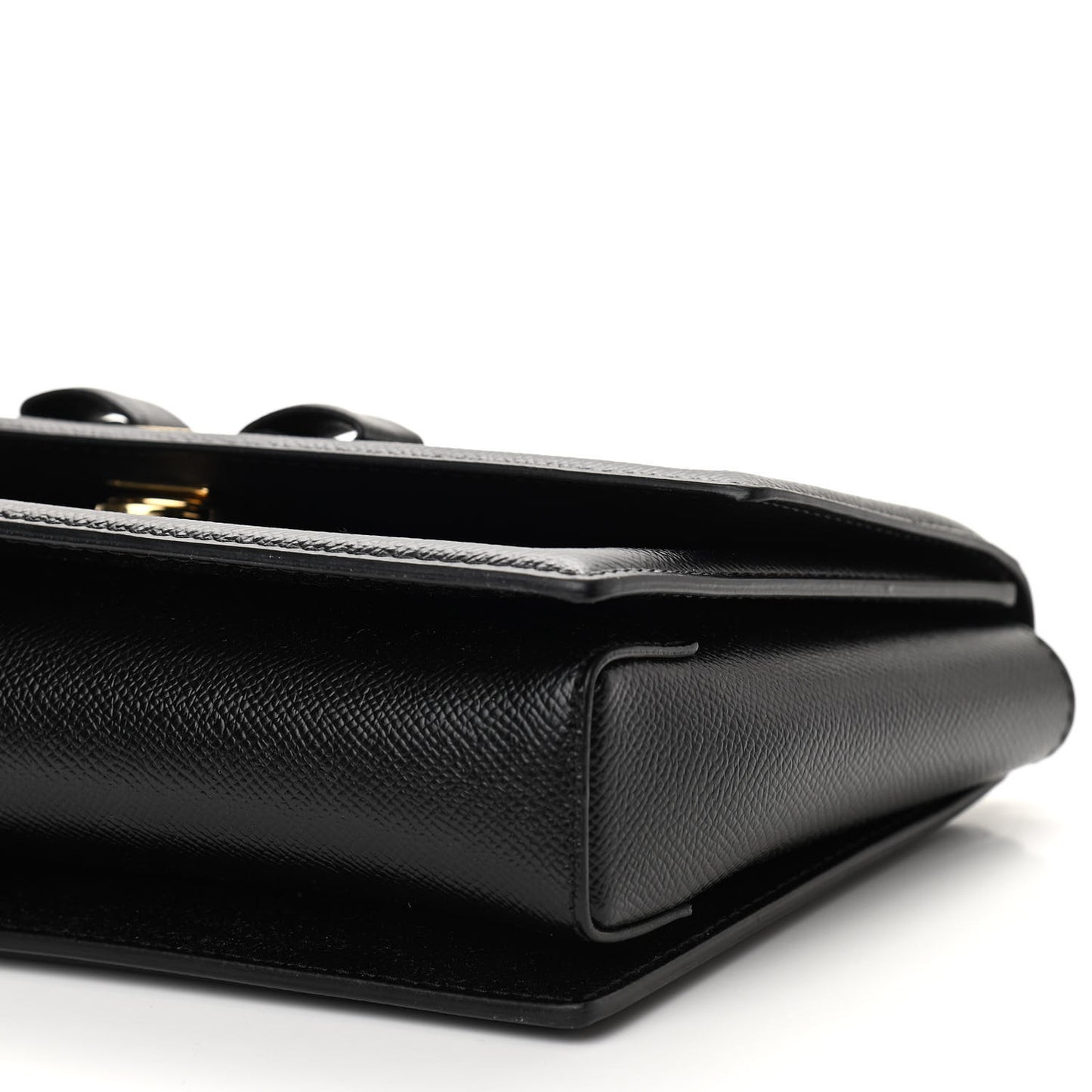 Hammered Calfskin Vara Bow Chain Flap Crossbody Black