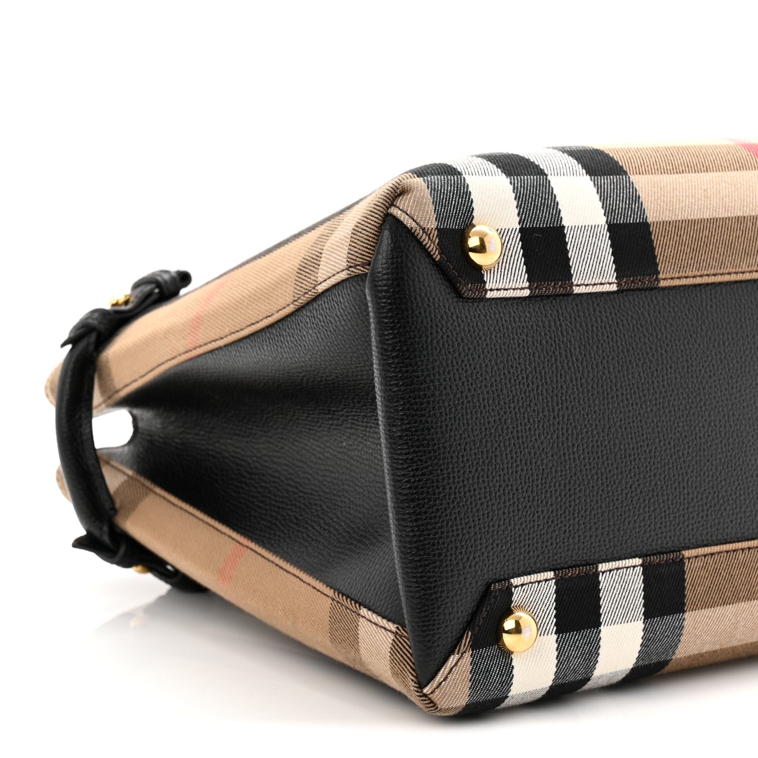 Burberry House Check Grainy Calfskin Medium Banner Tote Black 9 of 10