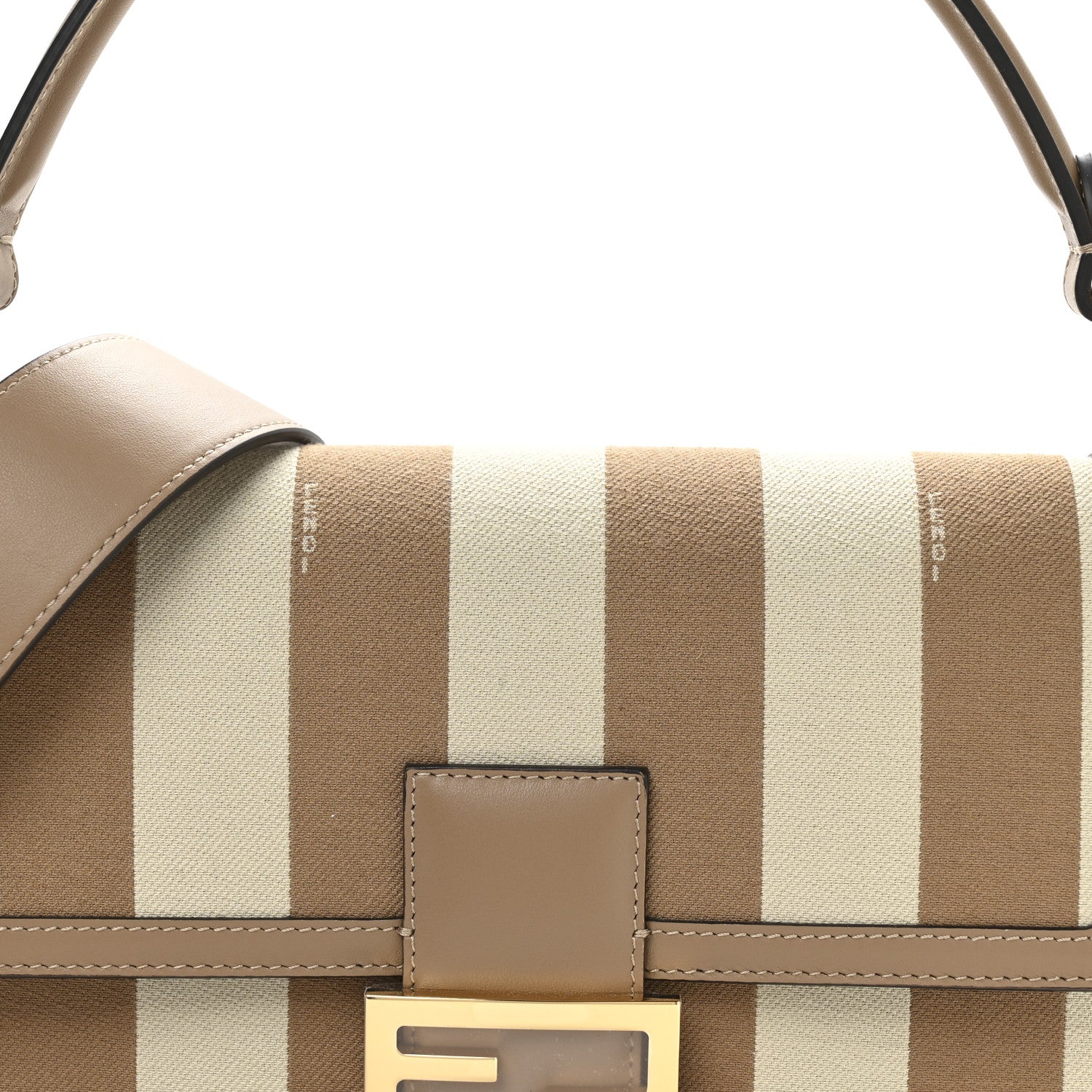 Fendi Canvas Pequin Striped Baguette Beige Sand 8 of 10