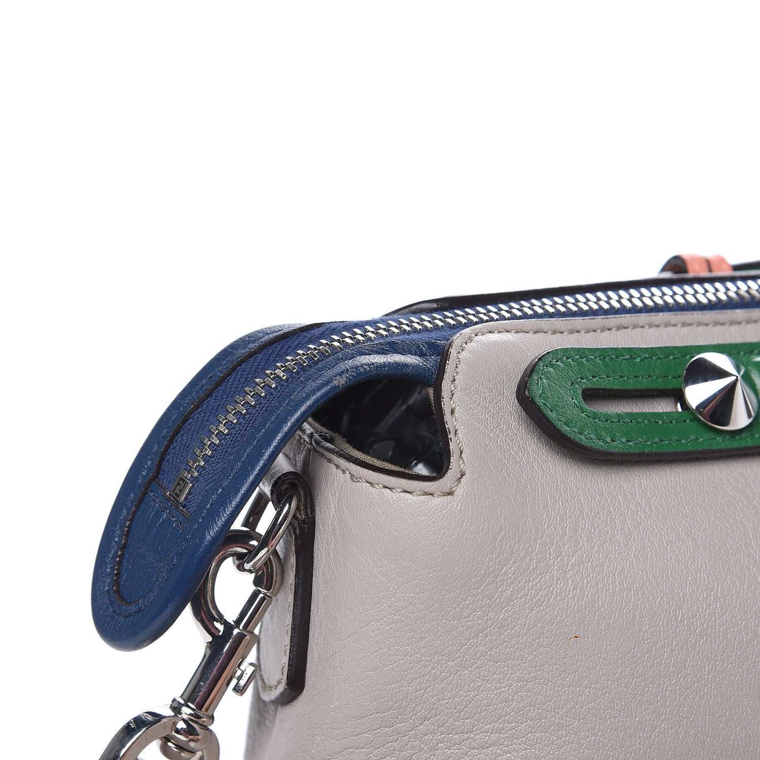 Fendi Vitello Dolce 4 Color Medium By The Way Boston Bag Grigio Polvere Emerald Multicolor 10 of 15