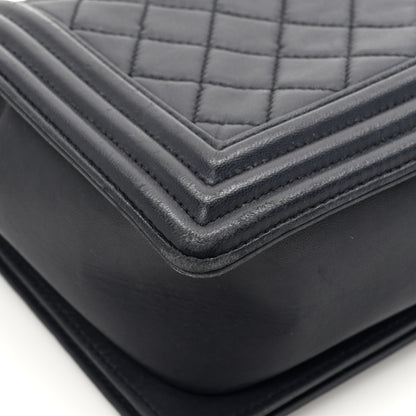 Chanel Lambskin Quilted Medium Boy Flap Dark Navy 14 of 18