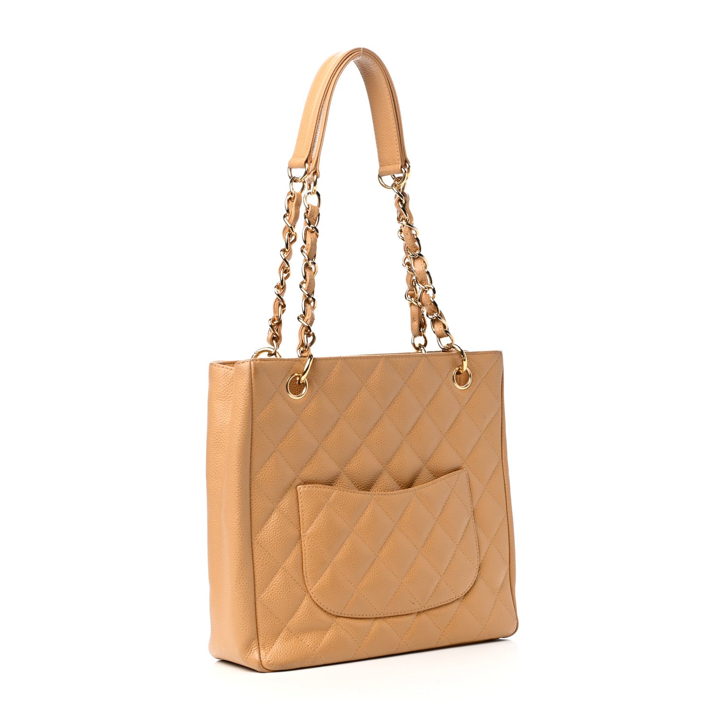 Caviar Quilted Petit Shopping Tote PST Beige