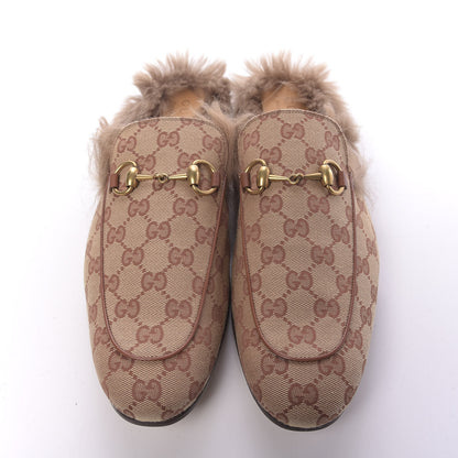 Gucci GG Monogram Fur Mens Princetown Slippers 9 Beige Ruggine Rust 6 of 9