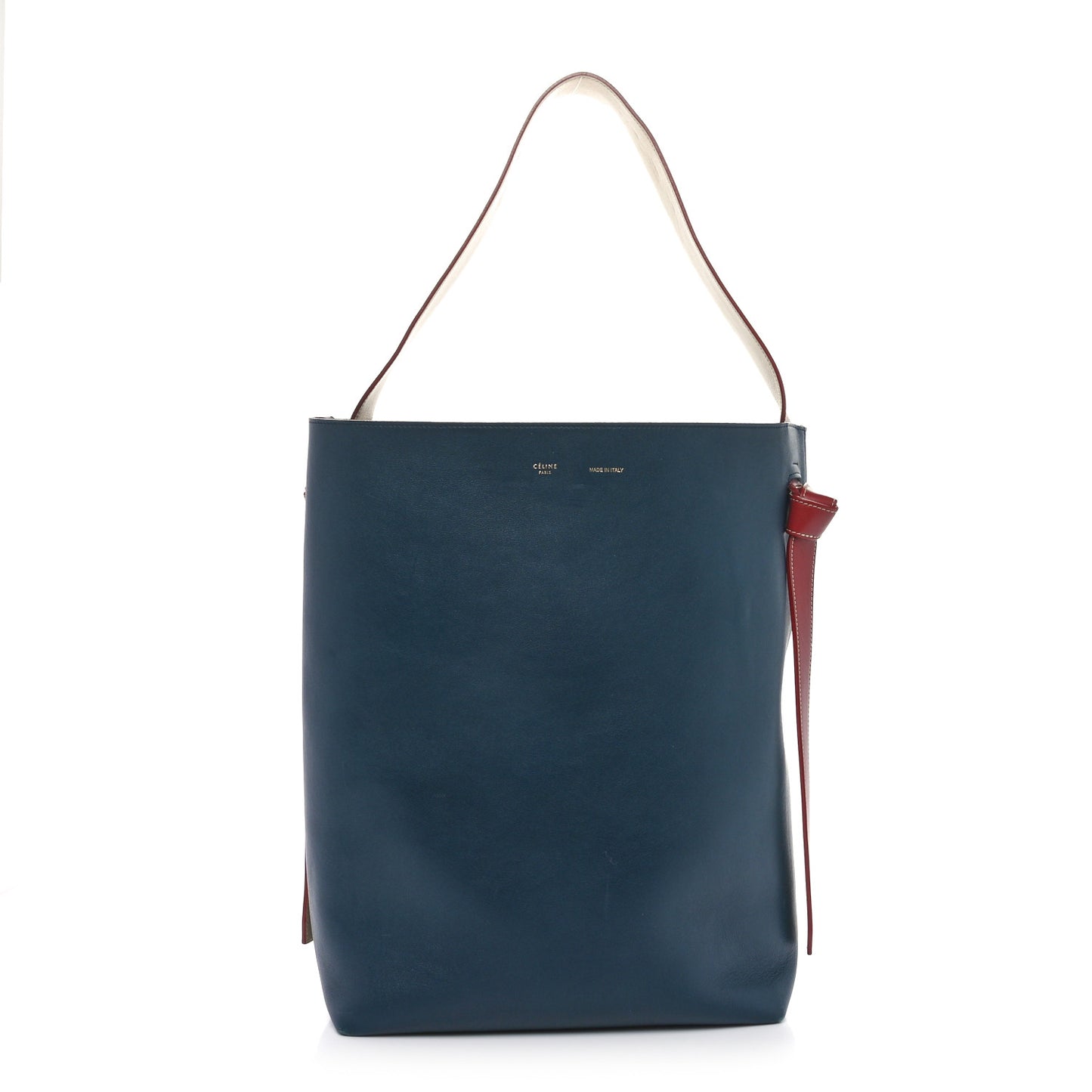 Shiny Smooth Calfskin Small Twisted Cabas Navy Black