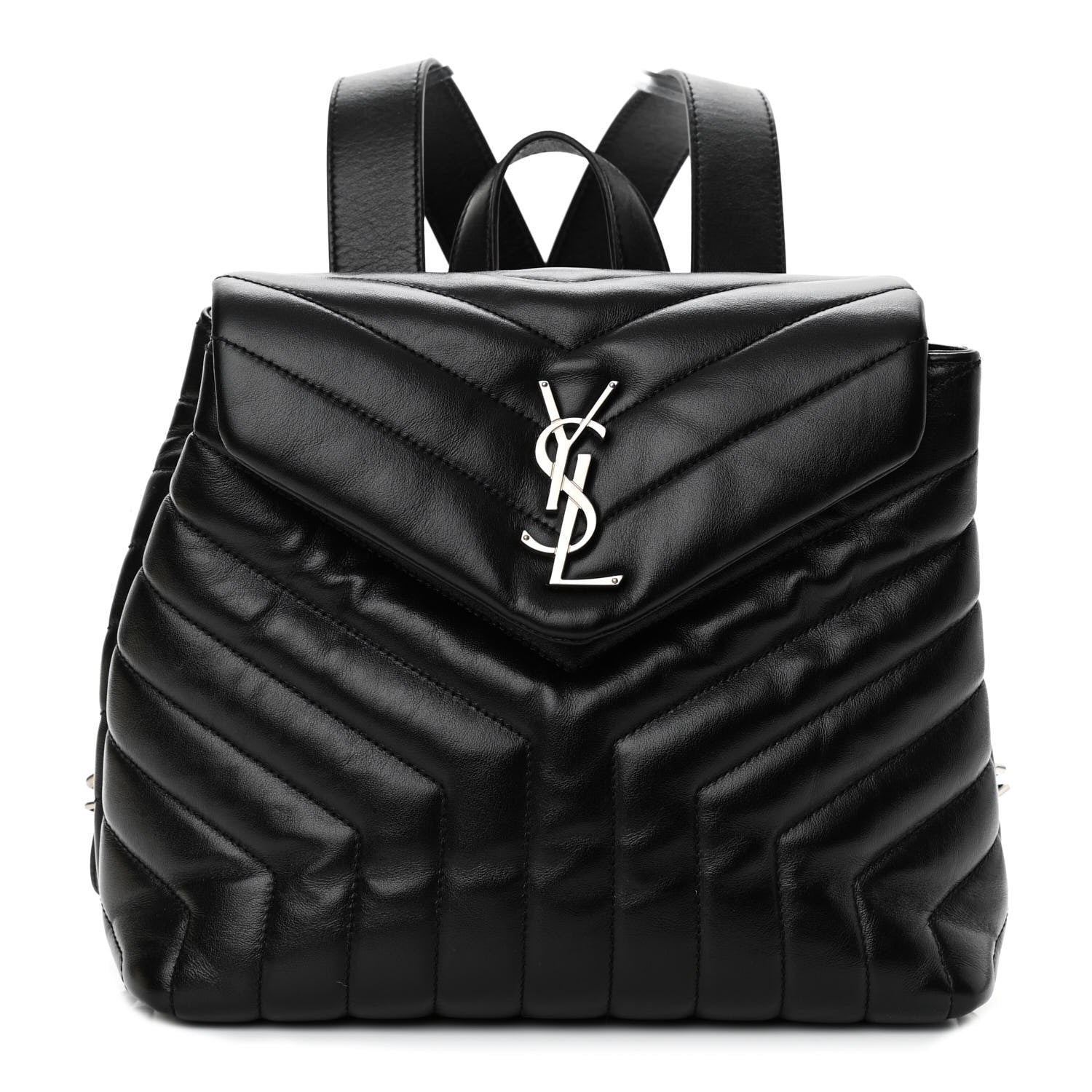 Saint Laurent Calfskin Y Quilted Monogram Small Loulou Backpack Black 1 of 12