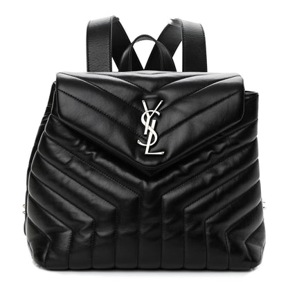 Saint Laurent Calfskin Y Quilted Monogram Small Loulou Backpack Black 1 of 12