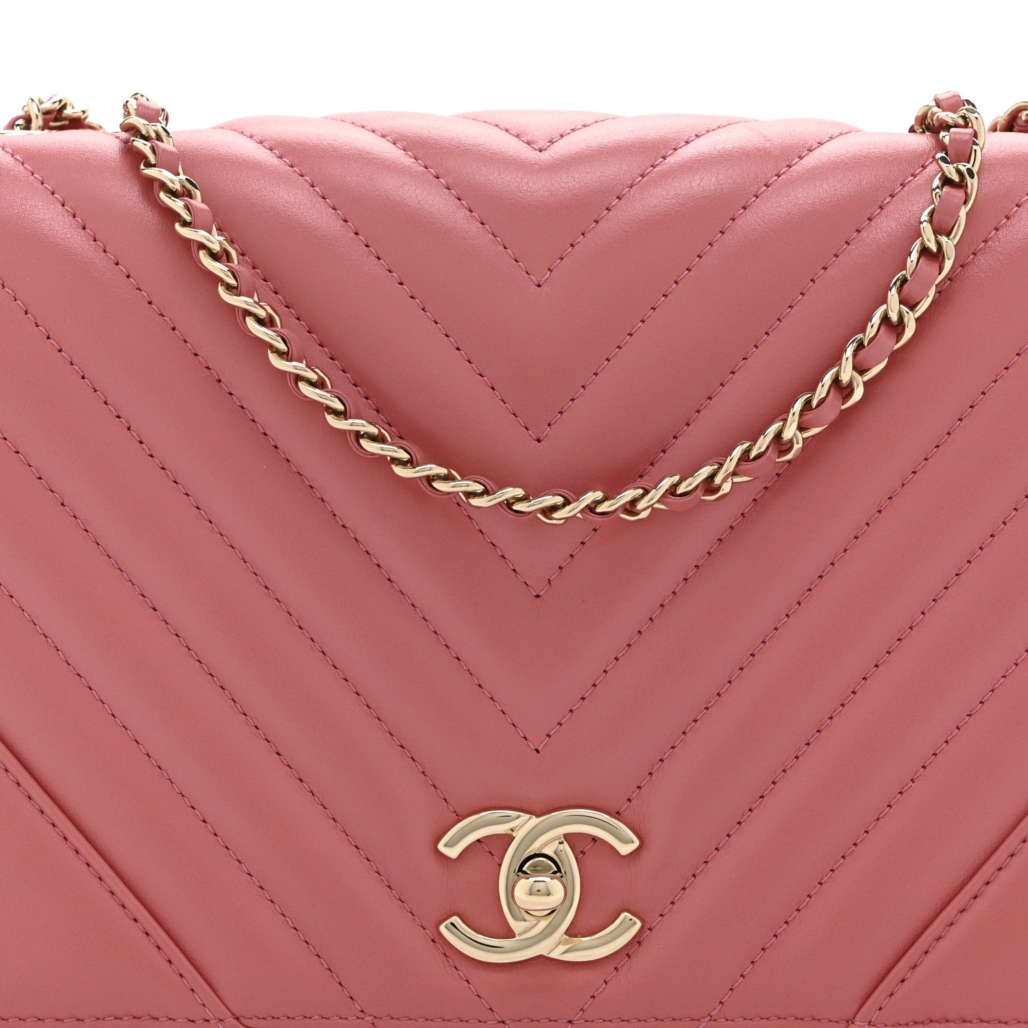 Chanel Calfskin Chevron Quilted Small Statement Flap Pink 8 of 10