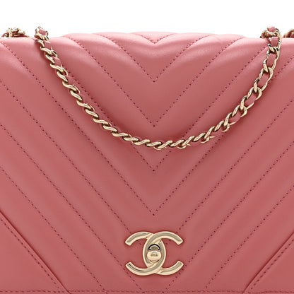 Chanel Calfskin Chevron Quilted Small Statement Flap Pink 8 of 10