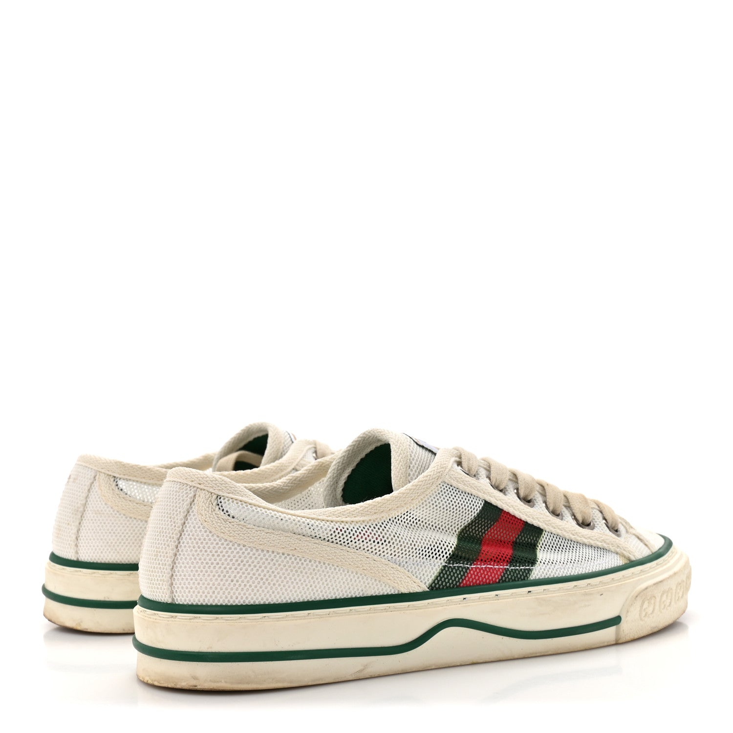 Gucci Mesh Web Womens 1977 Tennis Sneakers 35 Great 35.5 White Mystic White 5 of 9
